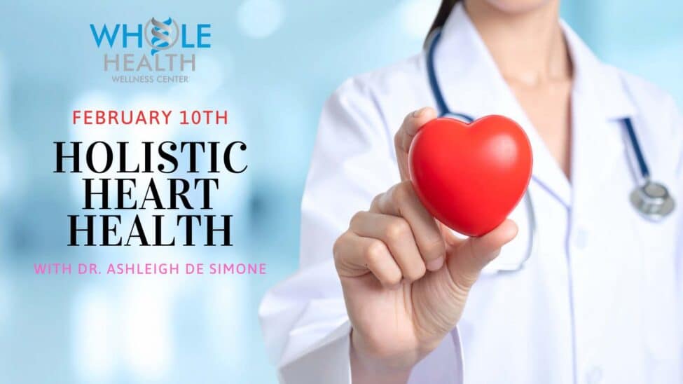 holistic heart health webinar ad featuring docctor holding heart shape.
